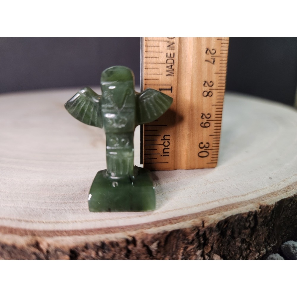 Jade Hand Carved Thunderbird Totem Pole Statue Figure Native North American 1.5" - Picture 8 of 9